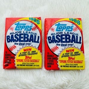 TWO PACKS TOPPS 1988 MAJOR LEAGUE BASEBALL THE REAL ONE 15 PICTURE CARDS GUM